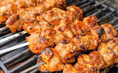 Grillspyd med BBQ marineret kylling