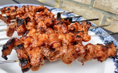 Grillspyd med BBQ marineret svinekød