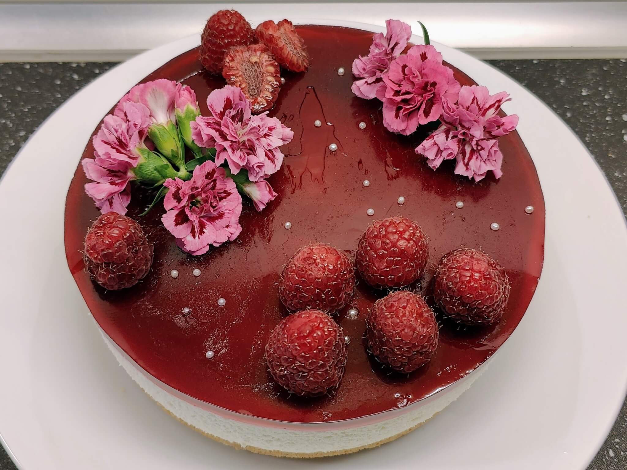 Cheesecake med hindbær
