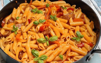 Cremet pasta med chorizo og peberfrugt