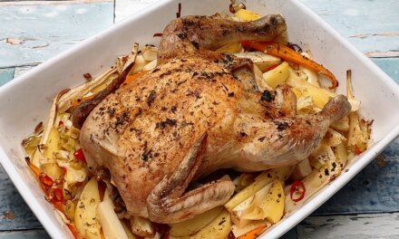 Kylling i ovnen med rodfrugter
