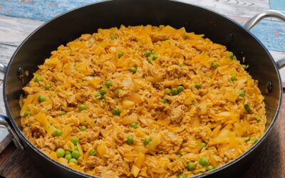 One pot med hakket kylling, spidskål og ris