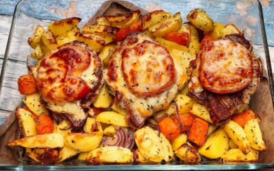 Koteletter med tomat og mozzarella